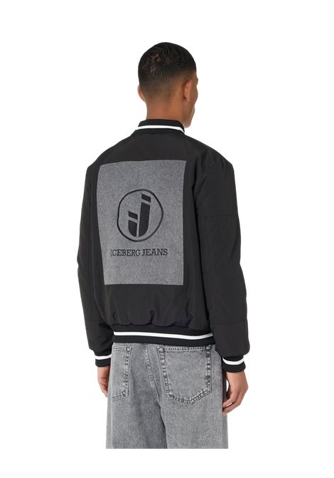 Varsity jacket in panno misto lana nero e grigio con inserti nylon cordura e logo Iceberg Jeans ICEBERG JEANS | Giubbotti | O0416452U980